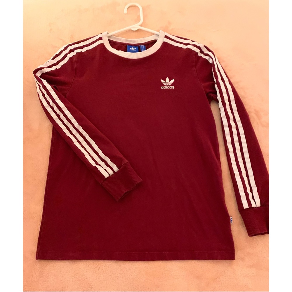 adidas Long sleeve dark red tee